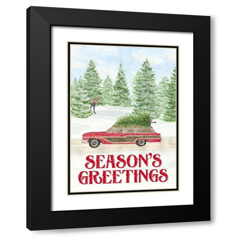 Sleigh Bells Ring-Seasons Greetings Black Modern Wood Framed Art Print with Double Matting by Reed, Tara