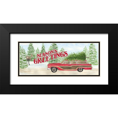 Sleigh Bells Ring-Tree Day Black Modern Wood Framed Art Print with Double Matting by Reed, Tara