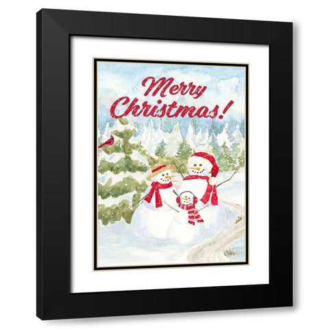 Snowman Wonderland portrait-Family Scene  Black Modern Wood Framed Art Print with Double Matting by Reed, Tara