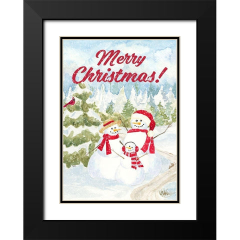 Snowman Wonderland portrait-Family Scene  Black Modern Wood Framed Art Print with Double Matting by Reed, Tara