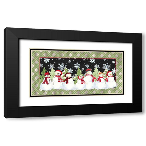 Snowman Wonderland-Green Plaid Black Modern Wood Framed Art Print with Double Matting by Reed, Tara