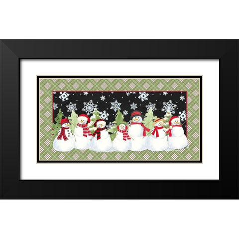 Snowman Wonderland-Green Plaid Black Modern Wood Framed Art Print with Double Matting by Reed, Tara