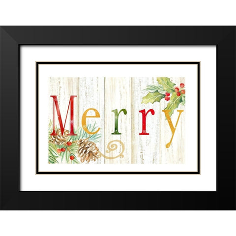 Merry Whitewash Wood sign Black Modern Wood Framed Art Print with Double Matting by Coulter, Cynthia