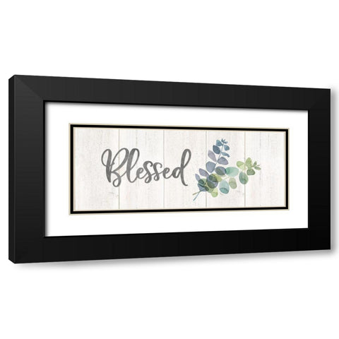 Natural Inspiration Blue Blessings sign Black Modern Wood Framed Art Print with Double Matting by Reed, Tara