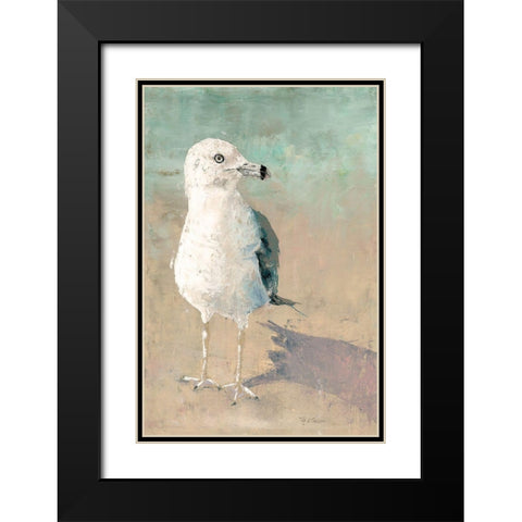 Beach Bird Black Modern Wood Framed Art Print with Double Matting by Cusson, Marie Elaine