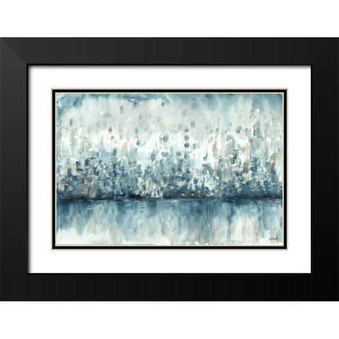 Lakeside Abstract Black Modern Wood Framed Art Print with Double Matting by Tre Sorelle Studios