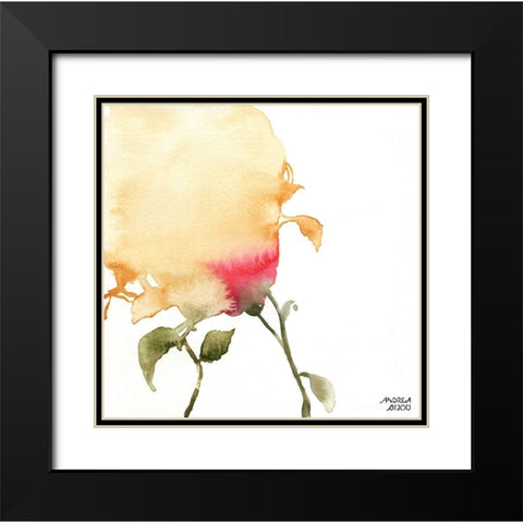 Watercolor Floral Yellow and Red I Black Modern Wood Framed Art Print with Double Matting by Bijou, Andrea