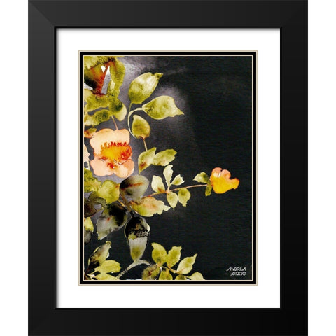 Roses on Black Black Modern Wood Framed Art Print with Double Matting by Bijou, Andrea