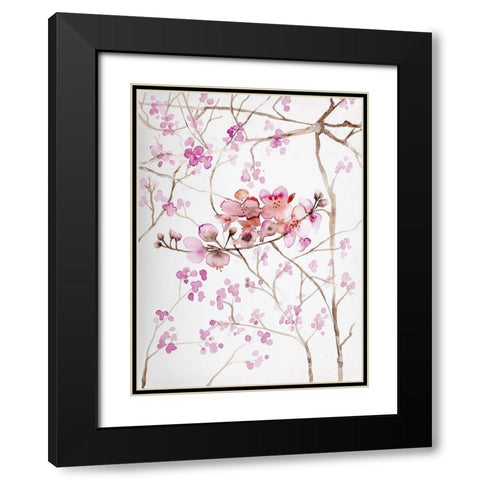 Cherry Blossoms Black Modern Wood Framed Art Print with Double Matting by Bijou, Andrea