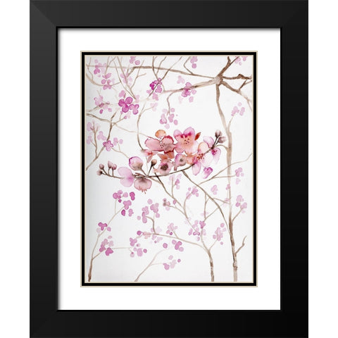 Cherry Blossoms Black Modern Wood Framed Art Print with Double Matting by Bijou, Andrea