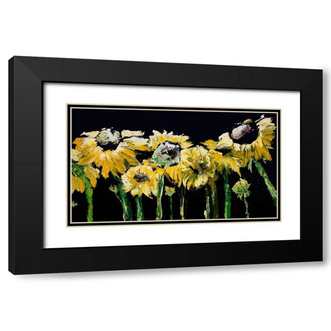 Sunflower Field on Black Black Modern Wood Framed Art Print with Double Matting by Chapman, Marcy
