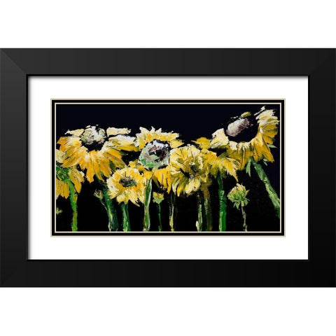 Sunflower Field on Black Black Modern Wood Framed Art Print with Double Matting by Chapman, Marcy