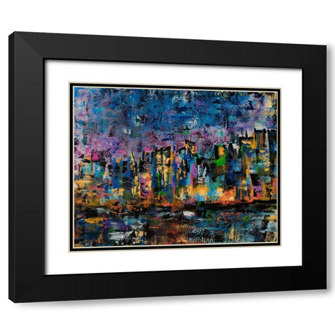 New York Abstract Black Modern Wood Framed Art Print with Double Matting by Chapman, Marcy