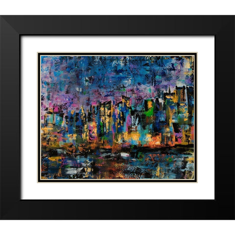 New York Abstract Black Modern Wood Framed Art Print with Double Matting by Chapman, Marcy