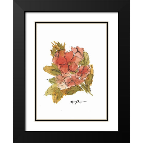 Coral Floral  Black Modern Wood Framed Art Print with Double Matting by Chapman, Marcy