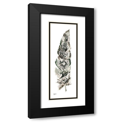 Tribal Feather Neutral Panel I Black Modern Wood Framed Art Print with Double Matting by Tre Sorelle Studios