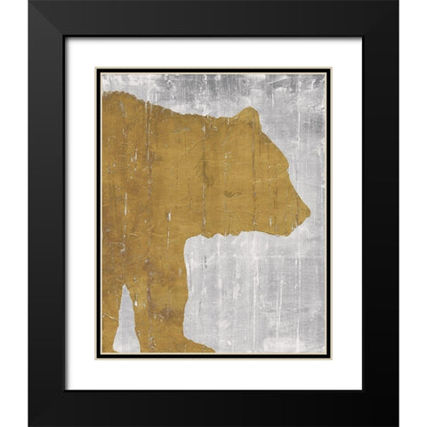 Rustic Lodge Animals Bear on Grey Black Modern Wood Framed Art Print with Double Matting by Cusson, Marie Elaine