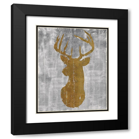 Rustic Lodge Animals Deer Head on Grey Black Modern Wood Framed Art Print with Double Matting by Cusson, Marie Elaine
