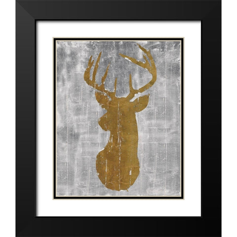 Rustic Lodge Animals Deer Head on Grey Black Modern Wood Framed Art Print with Double Matting by Cusson, Marie Elaine