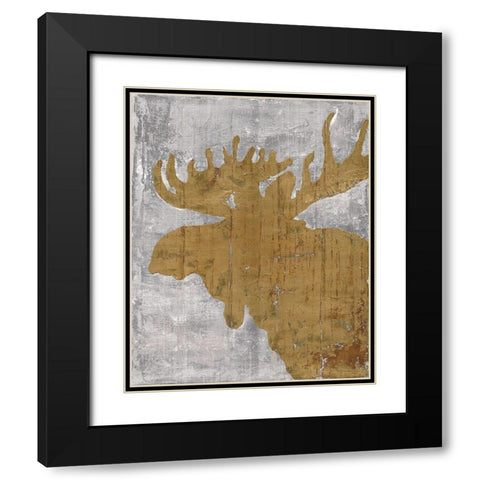 Rustic Lodge Animals Moose on Grey Black Modern Wood Framed Art Print with Double Matting by Cusson, Marie Elaine