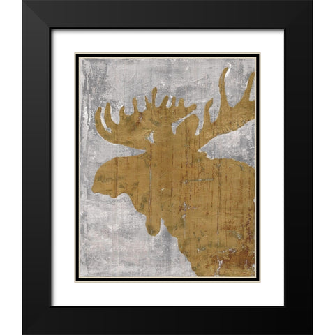 Rustic Lodge Animals Moose on Grey Black Modern Wood Framed Art Print with Double Matting by Cusson, Marie Elaine