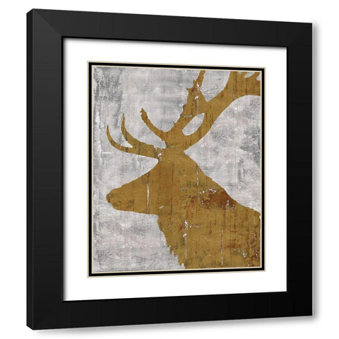 Rustic Lodge Animals Deer on Grey Black Modern Wood Framed Art Print with Double Matting by Cusson, Marie Elaine