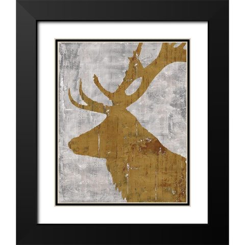 Rustic Lodge Animals Deer on Grey Black Modern Wood Framed Art Print with Double Matting by Cusson, Marie Elaine