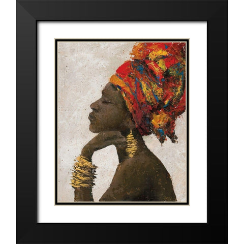 Portrait of a Woman II (gold bracelets) Black Modern Wood Framed Art Print with Double Matting by Cusson, Marie Elaine