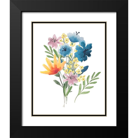 Flower Burst I Black Modern Wood Framed Art Print with Double Matting by Hartworks