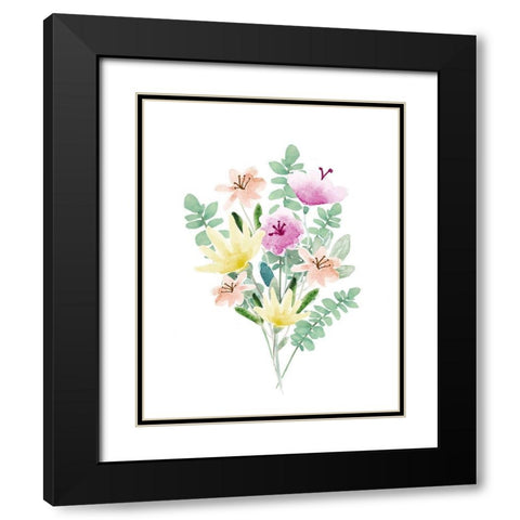 Flower Burst II Black Modern Wood Framed Art Print with Double Matting by Hartworks