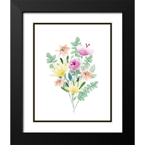 Flower Burst II Black Modern Wood Framed Art Print with Double Matting by Hartworks