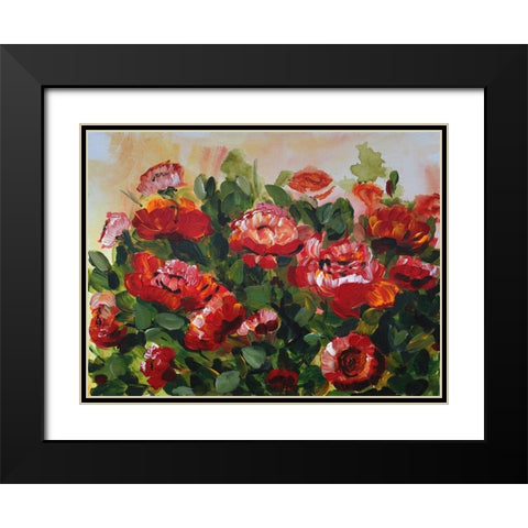 Red Poppies Garden Black Modern Wood Framed Art Print with Double Matting by Chapman, Marcy