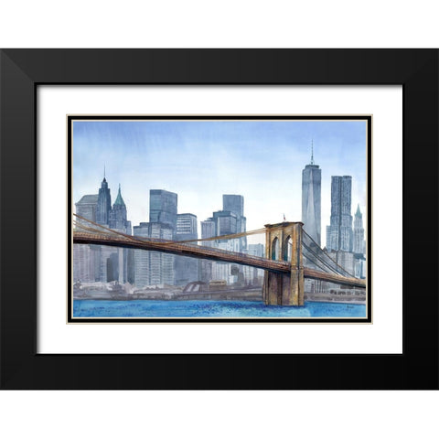 NY Skyline Black Modern Wood Framed Art Print with Double Matting by Bannarot