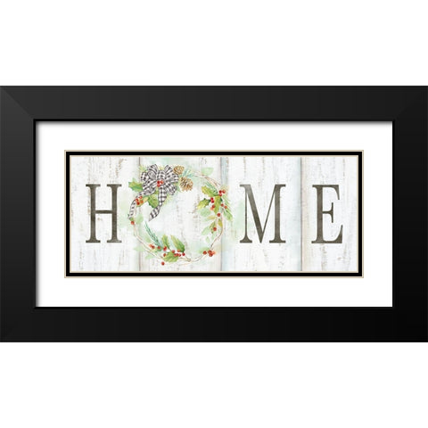 Holiday Gingham Wreath panel I Black Modern Wood Framed Art Print with Double Matting by Coulter, Cynthia