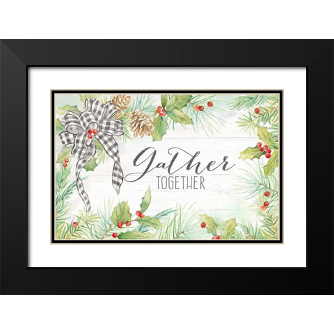 Holiday Gingham Wreath landscape Black Modern Wood Framed Art Print with Double Matting by Coulter, Cynthia