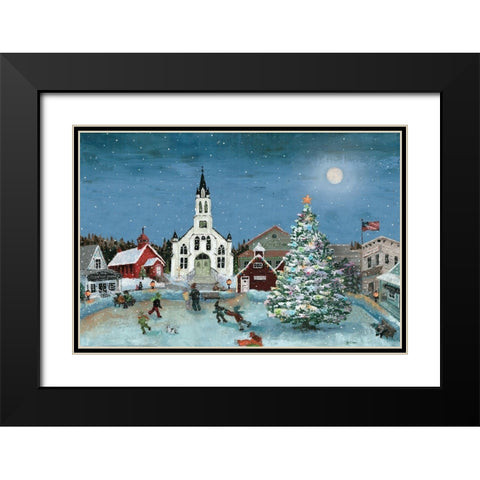 Christmas Scene-Moon Black Modern Wood Framed Art Print with Double Matting by Cusson, Marie Elaine