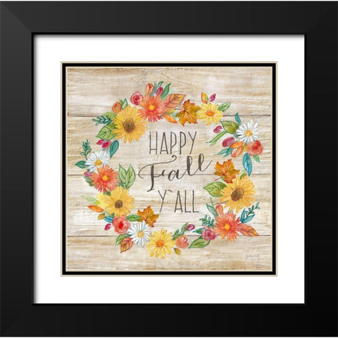 Happy Harvest III-Wreath Black Modern Wood Framed Art Print with Double Matting by Coulter, Cynthia