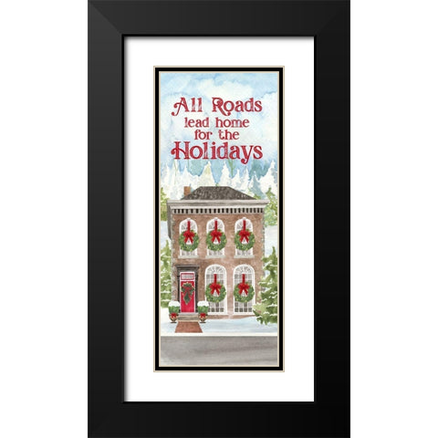 Christmas Village vertical II Black Modern Wood Framed Art Print with Double Matting by Reed, Tara