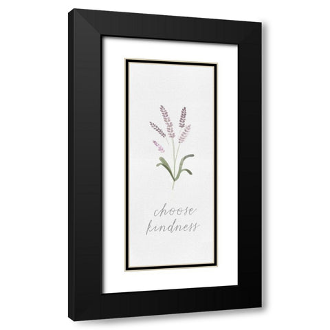 Wildflowers and Sentiment vertical II-Kindness Black Modern Wood Framed Art Print with Double Matting by Hartworks