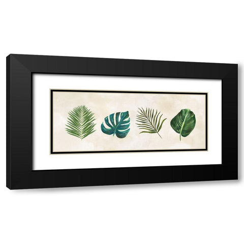 Tropical Leaves panel  Black Modern Wood Framed Art Print with Double Matting by Lee C