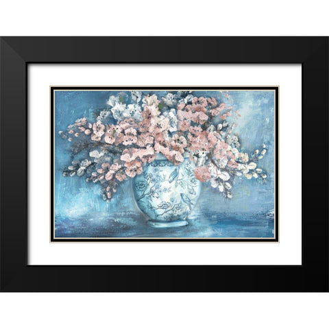 Cherry Blossoms in Chinoiserie Ginger Jar Black Modern Wood Framed Art Print with Double Matting by Tre Sorelle Studios