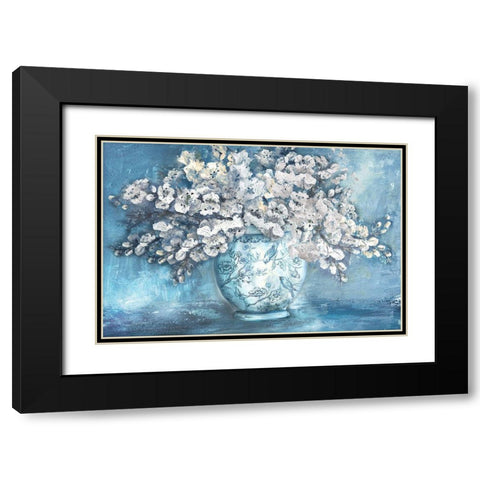 Cherry Blossoms in Chinoiserie Ginger Jar white Black Modern Wood Framed Art Print with Double Matting by Tre Sorelle Studios