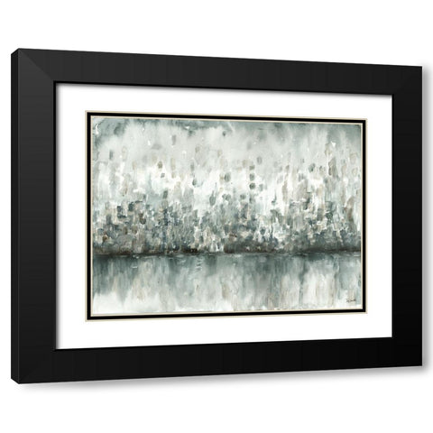 Lakeside Abstract Grey Neutral Black Modern Wood Framed Art Print with Double Matting by Tre Sorelle Studios
