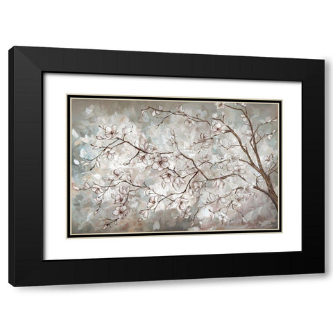 Magnolia Branches Neutral landscape Black Modern Wood Framed Art Print with Double Matting by Tre Sorelle Studios