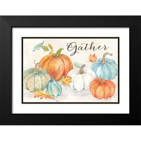 Pumpkin Patch Landscape Sentiment Black Modern Wood Framed Art Print with Double Matting by Coulter, Cynthia
