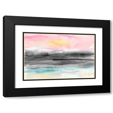 Pink Sunset Abstract landscape Black Modern Wood Framed Art Print with Double Matting by Coulter, Cynthia