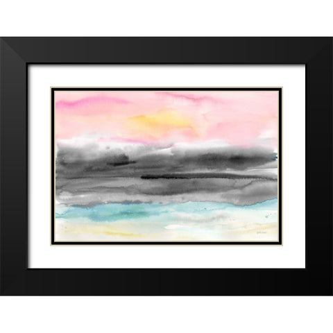 Pink Sunset Abstract landscape Black Modern Wood Framed Art Print with Double Matting by Coulter, Cynthia