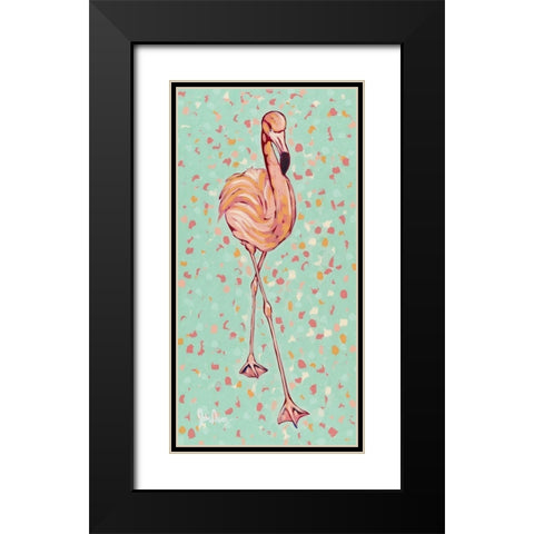 Flamingo panel II Black Modern Wood Framed Art Print with Double Matting by Augustine, Jodi