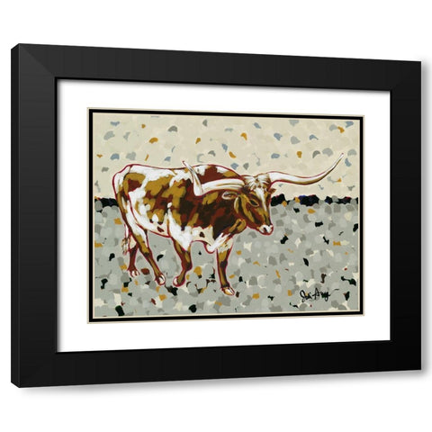 Longhorn Steer Black Modern Wood Framed Art Print with Double Matting by Augustine, Jodi