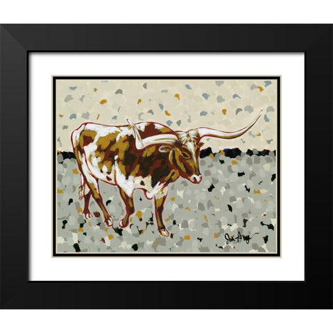 Longhorn Steer Black Modern Wood Framed Art Print with Double Matting by Augustine, Jodi